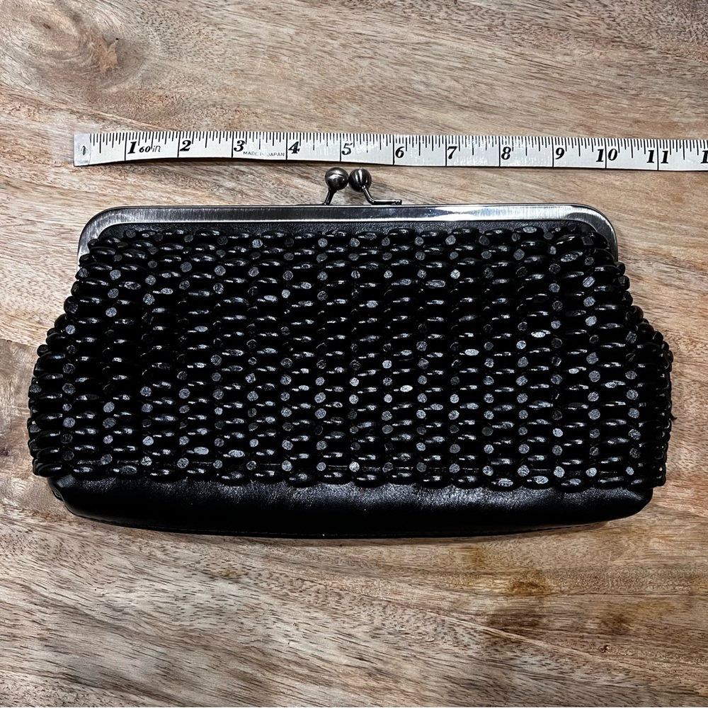 Patricia Nash Wooden Beaded Black Clutch with removable chain strap